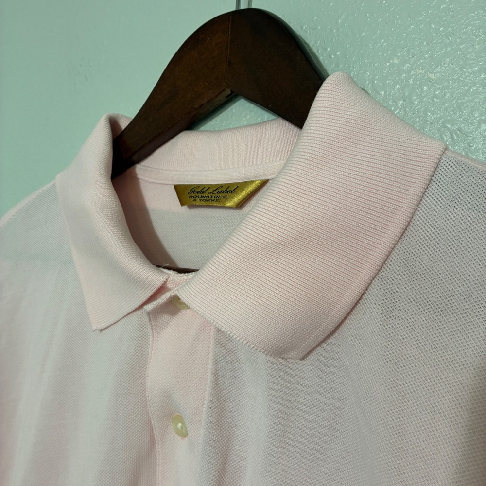 Roundtree & Yorke Gold Label Mens Pink Pique Knit Short Sleeve Polo Shirt Large
